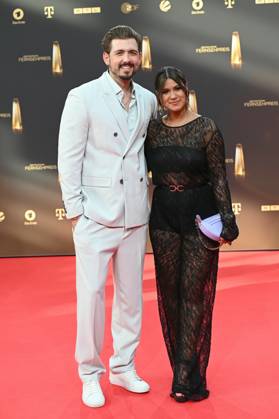 Moderatoren Christian Wackert und Ehefrau Steffi Brungs kommt zur Gala und Verleihung des Deutschen Fernsehpreis in Köln.