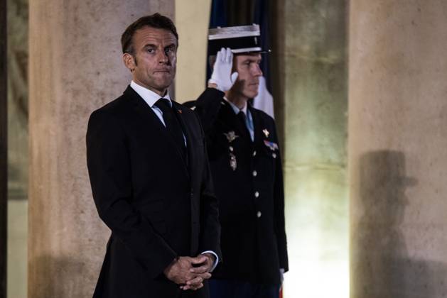 FRANCE TOP LEVEL SUMMIT IN PARIS French President Emmanuel Macron receives Finnish Prime Minister Petteri Orpo at the Elysee Palace. Paris, October 4, 2023. PARIS ILE-DE-FRANCE FRANCE Copyright: xAndreaxSavoranixNerix FRANCE TOP LEVEL SUMMIT IN P ASAVORANINERI-4