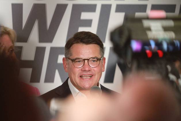 Wiesbaden, Hessen, Deutschland, 08.10.2023: Landtagswahl in Hessen: Ministerpräsident und CDU-Spitzenkandidat Boris Rhein hält eine Rede auf der CDU-Wahlparty Copyright: xdtsxNachrichtenagenturx dts_23589