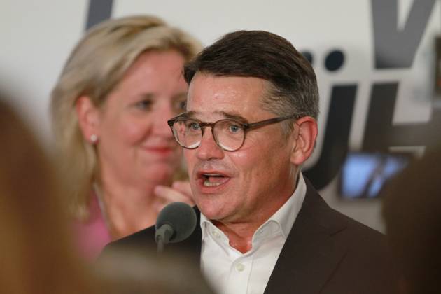Wiesbaden, Hessen, Deutschland, 08.10.2023: Landtagswahl in Hessen: Ministerpräsident und CDU-Spitzenkandidat Boris Rhein hält eine Rede auf der CDU-Wahlparty Copyright: xdtsxNachrichtenagenturx dts_23591