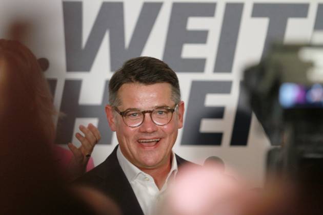 Wiesbaden, Hessen, Deutschland, 08.10.2023: Landtagswahl in Hessen: Ministerpräsident und CDU-Spitzenkandidat Boris Rhein hält eine Rede auf der CDU-Wahlparty Copyright: xdtsxNachrichtenagenturx dts_23593