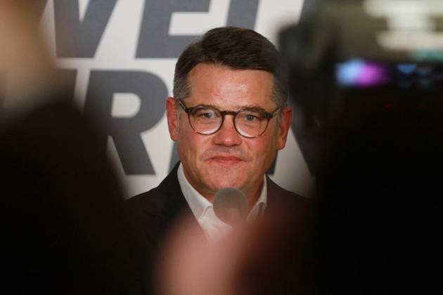 Wiesbaden, Hessen, Deutschland, 08.10.2023: Landtagswahl in Hessen: Ministerpräsident und CDU-Spitzenkandidat Boris Rhein hält eine Rede auf der CDU-Wahlparty Copyright: xdtsxNachrichtenagenturx dts_23643