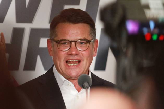 Wiesbaden, Hessen, Deutschland, 08.10.2023: Landtagswahl in Hessen: Ministerpräsident und CDU-Spitzenkandidat Boris Rhein hält eine Rede auf der CDU-Wahlparty Copyright: xdtsxNachrichtenagenturx dts_23644