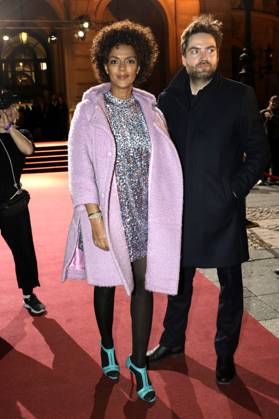 Dennenesch Zoude und Mario Pfeifer bei der 34. Verleihung des Hessischen Film- und Kinopreises 2023 in der Alten Oper. Frankfurt, 20.10.2023