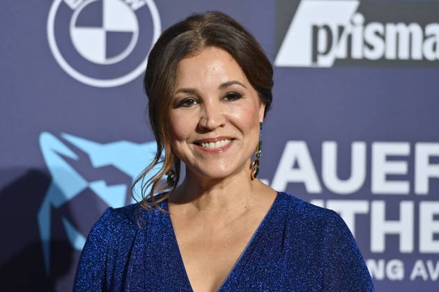 Karen WEBB (Moderatorin), Einzelbild,angeschnittenes Einzelmotiv,Portraet,Portrait,Porträt. Roter Teppich,Blauer Panther Ð TV und Streaming Award 2023 am 25.10.2023 in der BMW Welt Muenchen.