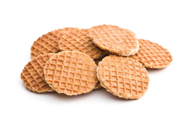 Sweet waffle biscuits. Sweet waffle biscuits isolated on white background. Dutch waffles with caramel. Copyright: xZoonar.com JIRIxHERAx 13553565