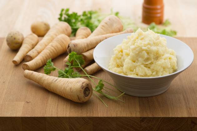 Homemade parsnip and potato mash with parsley. , 23560244.jpg, food, free, gluten, homemade, mash, mashed, parsley, parsnip, potato, vegetarian, RECORD DATE NOT STATED