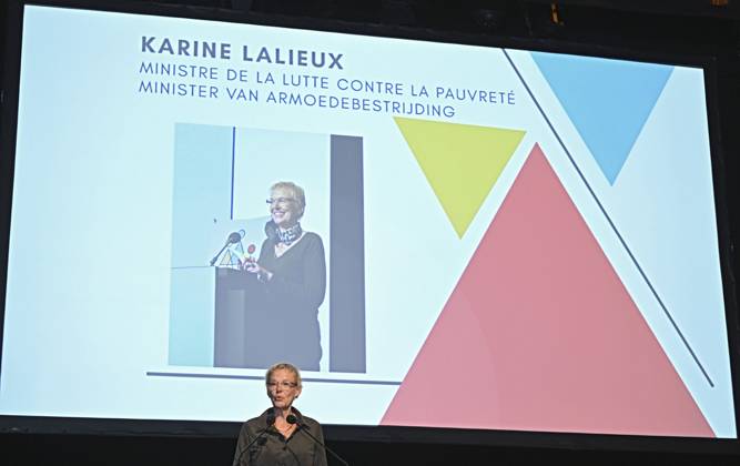 Presentation of the Federal Anti-Poverty Prize 2023 BRUSSELS, BELGIUM - NOVEMBER 21 : Presentation of the Federal Anti-Poverty Prize 2023 (15th edition) in the presence of Karine Lalieux (PS), Minister of Pensions and Social Integration, in charge of Persons with Disabilities, Combating Poverty and Beliris of the Federal government on November 21, 2023 in Brussels, Belgium, 21 11 2023 Brussels Belgium  Copyright: xDidierxLebrunx