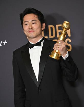 Actor Steven Yeun appear backstage after winning the award for Best Performance in a Limited Series, Anthology Series, or Motion Picture Made for Television award for Beef during the 81st annual Golden Globe Awards at the Beverly Hilton in Beverly Hills, California on Sunday, January 7, 2024.  LAP202401070138 CHRISxCHEW