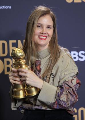 January 7, 2024, Beverly Hills, California, USA: Justine Triet in the press room of the 81st Annual Golden Globe Awards on Sunday January 7, 2024 at The Beverly Hilton Hotel in Beverly Hills, California. ARIANA RUIZ PI Beverly Hills USA - ZUMAp124 20240107_zaa_p124_152 Copyright: xArianaxRuizx
