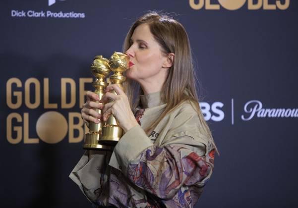 January 7, 2024, Beverly Hills, California, USA: Justine Triet in the press room of the 81st Annual Golden Globe Awards on Sunday January 7, 2024 at The Beverly Hilton Hotel in Beverly Hills, California. ARIANA RUIZ PI Beverly Hills USA - ZUMAp124 20240107_zaa_p124_153 Copyright: xArianaxRuizx