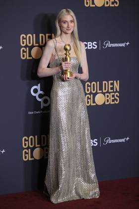 January 7, 2024, Beverly Hills, California, USA: Elizabeth Debicki in the press room of the 81st Annual Golden Globe Awards on Sunday January 7, 2024 at The Beverly Hilton Hotel in Beverly Hills, California. ARIANA RUIZ PI Beverly Hills USA - ZUMAp124 20240107_zaa_p124_156 Copyright: xArianaxRuizx