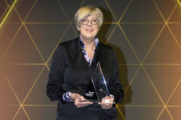 39th Manager of the Year 2023 LAEKEN, BELGIUM - JANUARY 10 : 39th edition of Manager of the Year. The Trends Manager of the Year is an initiative of Trends in collaboration with Kanaal Z. For the 39th time already, Trends is awarding the Trends Manager of the Year trophy to the manager whose company has made a valuable contribution to the Flemish economy and has played a pioneering role in it. Winners Lieve Mastery CEO Euroclear pictured on JANUARY 10, 2024 in Laeken, Belgium, 10 1 24 Laeken Belgium  Copyright: xPhilipxReynaersx