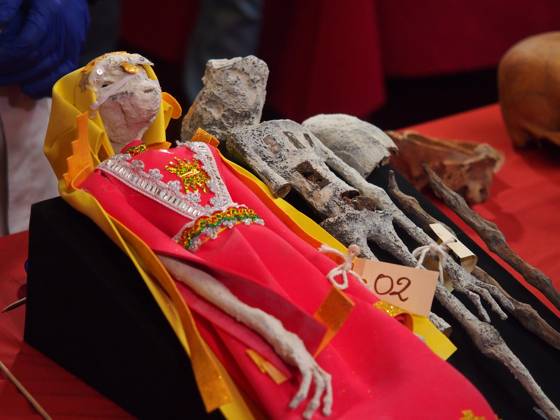 Bilder des Jahres 2024, News 01 Januar News Themen der Woche KW02 January 12, 2024, Lima, Lima, Peru: The alleged aliens shown when officials from the Prosecutor s Office and Peruvian Ministry of Culture present a report on alleged Alien Corpses, some kind of three-fingered humanoid mummies, recently seized when intended to be sent to Mexico. The report from the Institute of Legal Medicine concludes that it is a fraud, and they are dolls made with animal bones, plant tissue, plaster and glue Lima Peru - ZUMAg240 20240112_zip_g240_008 Copyright: xCarlosxGarciaxGranthonx