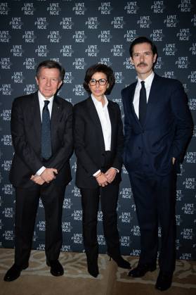 French Cinema Award 2024 Photocall Gilles Pelisson, Rachida Dati and Melvil Poupaud attending the Photocall for the French Cinema Award 2024 in Paris, France on January 18, 2024. Photo by Aurore Marechal ABACAPRESS.COM Paris France  Copyright: xMarechalxAurore ABACAx