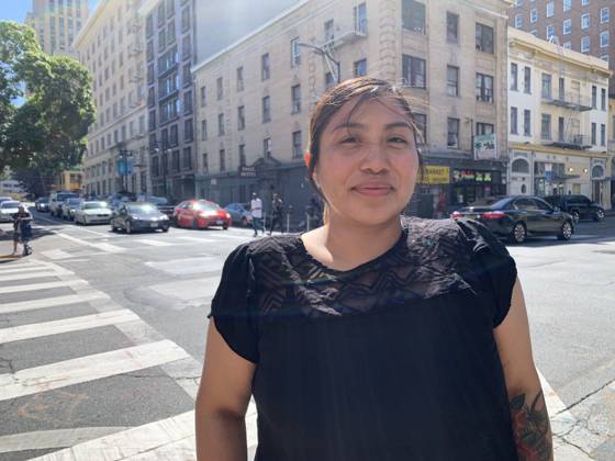September 28, 2023, San Francisco, California, USA: Juana Ramos, an Organizer with Coalition on Homelessness, shown in the Tenderloin District in San Francisco, California on Thursday, September 28, 2023. Ramos was once homeless herself, with her two kids and her husband. The city of San Francisco has come under a lot of attack for how it is handling the homeless, drug and retail fallout in Downtown San Francisco. San Francisco USA - ZUMAm117 20230928_zaf_m117_032 Copyright: xDavidxG.xMcIntyrex