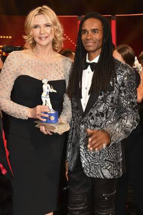Veronica Ferres und Fabrice Morvan bei der Verleihung des 45. Bayerischen Filmpreises 2023 im Prinzregententheater. München, 19.01.2024
