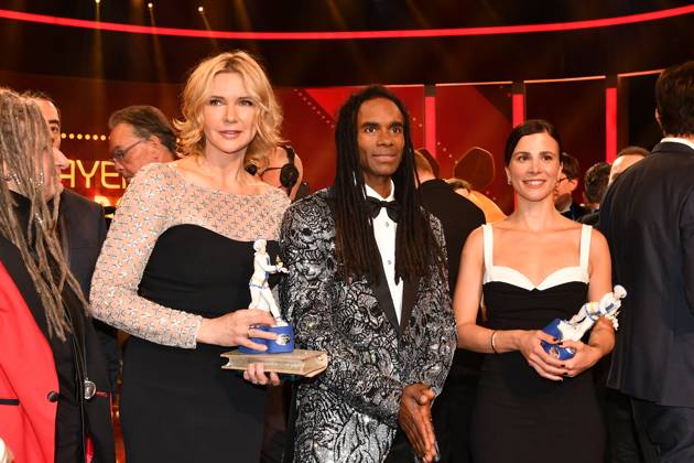 Veronica Ferres, Fabrice Morvan, Aylin Tezel Verleihung des Bayerischen Filmpreis Party Preisträger Prinzregenten Theater München 19. Januar 2024