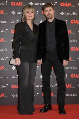 Michele Riondino mit Partnerin Eva Nestori bei der Verleihung des Filmpreises Ciak d oro 2023 im Palazzo Colonna. Rom, 20.01.2024