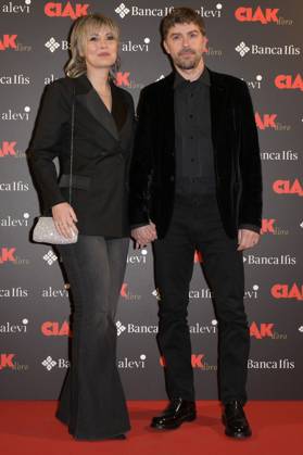 Michele Riondino mit Partnerin Eva Nestori bei der Verleihung des Filmpreises Ciak d oro 2023 im Palazzo Colonna. Rom, 20.01.2024