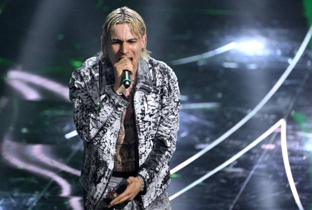 February 7, 2024, Sanremo, ITALY: Italian singer Il Tre performs on stage at the Ariston theatre during the 74th Sanremo Italian Song Festival, in Sanremo, Italy, 06 February 2024. The music festival will run from 06 to 10 February 2024. ANSA ETTORE FERRARI Sanremo ITALY - ZUMAa110 20240207_zaf_a110_081 Copyright: xEttorexFerrarix
