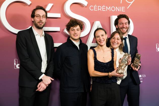 49eme ceremonie des CESAR - Salle de presse Phtocall des laureats. 49th CESAR ceremony awards. Photocall of winners : Mathilde Bedouet , Ninon Chapuis, Thibault de Gantes, Lucas Le Postec, Simon Ingelaere 302003 2024-02-24 Olympia  Copyright: xIvankaxVoisinx xStarfacex STAR_302003_025
