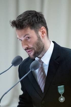 PFW Simon Jacquemus Medal Ceremony Simon Jacquemus attending the Simon Jacquemus Chevalier de l ordre des Arts et des Lettres Medal Ceremony as part of Paris Fashion Week in Paris, France on March 02, 2024. Photo by Aurore Marechal ABACAPRESS.COM Paris France  Copyright: xMarechalxAurore ABACAx