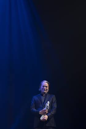 Actor Mads Mikkelsen wins a Bodil for best male lead in the film The Promised Land(Bastarden).. Bodil Award 2024 at the Folketeatret in Copenhagen on Saturday, March 16, 2024.. (Photo: Claus Bech Ritzau Scanpix) , Copenhagen Denmark