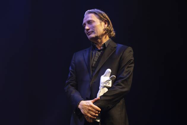 Actor Mads Mikkelsen wins a Bodil for best male lead role in the movie The Promised Land(Bastarden). Bodil Award 2024 at the People s Theatre in Copenhagen on Saturday, March 16, 2024.. (Photo: Claus Bech Ritzau Scanpix) , Copenhagen Denmark