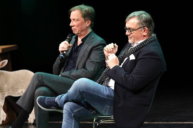 Achim Hagemann und Hape Kerkeling bei der Verleihung des Comedy-Preises Recklinghäuser Hurz im Ruhrfestspielhaus. Recklinghausen, 18.03.2024