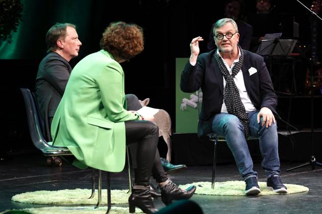 Achim Hagemann, Steffi Neu und Hape Kerkeling bei der Verleihung des Comedy-Preises Recklinghäuser Hurz im Ruhrfestspielhaus. Recklinghausen, 18.03.2024