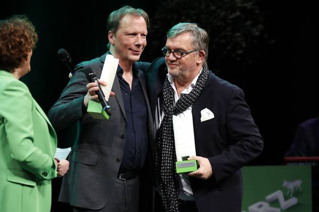 Achim Hagemann und Hape Kerkeling bei der Verleihung des Comedy-Preises Recklinghäuser Hurz im Ruhrfestspielhaus. Recklinghausen, 18.03.2024