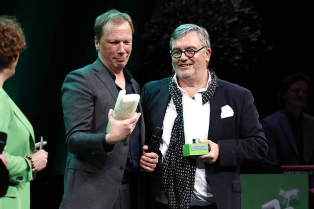 Achim Hagemann und Hape Kerkeling bei der Verleihung des Comedy-Preises Recklinghäuser Hurz im Ruhrfestspielhaus. Recklinghausen, 18.03.2024