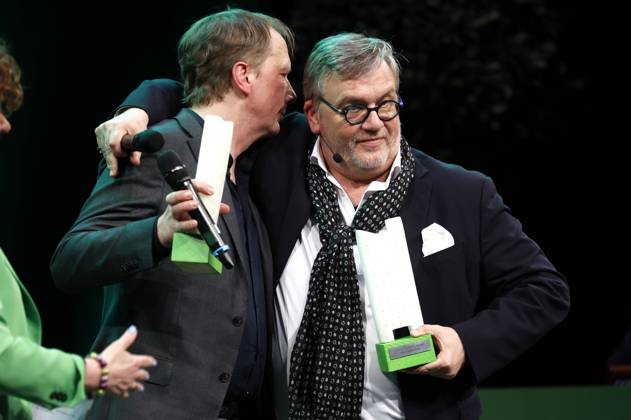Achim Hagemann und Hape Kerkeling bei der Verleihung des Comedy-Preises Recklinghäuser Hurz im Ruhrfestspielhaus. Recklinghausen, 18.03.2024