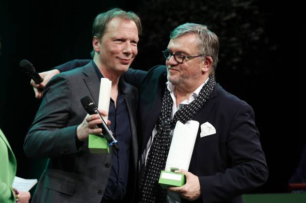 Achim Hagemann und Hape Kerkeling bei der Verleihung des Comedy-Preises Recklinghäuser Hurz im Ruhrfestspielhaus. Recklinghausen, 18.03.2024
