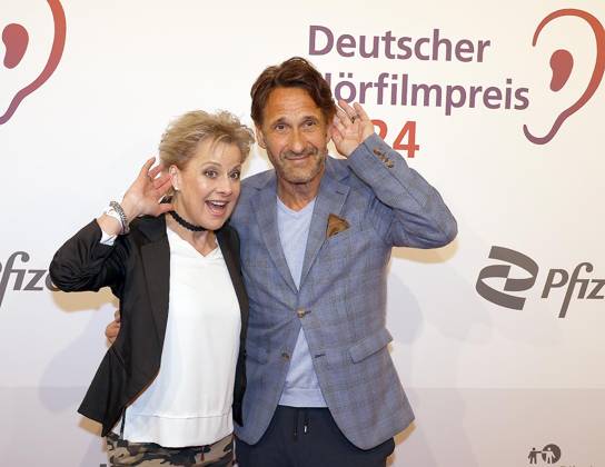 Tanja Schumann, Falk Willy Wild beim Deutschen Hoerfilmpreis 2024 in der Hauptstadtrepraesentanz der Deutschen Telekom Berlin.