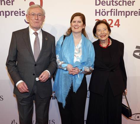 Horst Koehler, Ulrike Koehler, Eva Luise Koehler beim Deutschen Hoerfilmpreis 2024 in der Hauptstadtrepraesentanz der Deutschen Telekom Berlin.