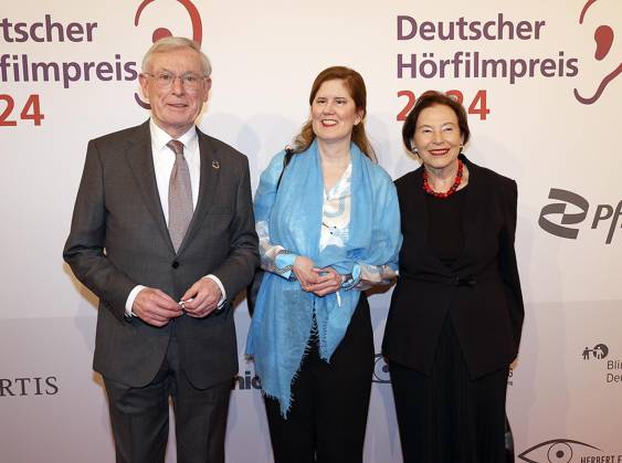Horst Koehler, Ulrike Koehler, Eva Luise Koehler beim Deutschen Hoerfilmpreis 2024 in der Hauptstadtrepraesentanz der Deutschen Telekom Berlin.