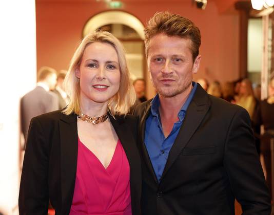 Franziska Hippe, Roman Knitzka beim Deutschen Hoerfilmpreis 2024 in der Hauptstadtrepraesentanz der Deutschen Telekom Berlin.