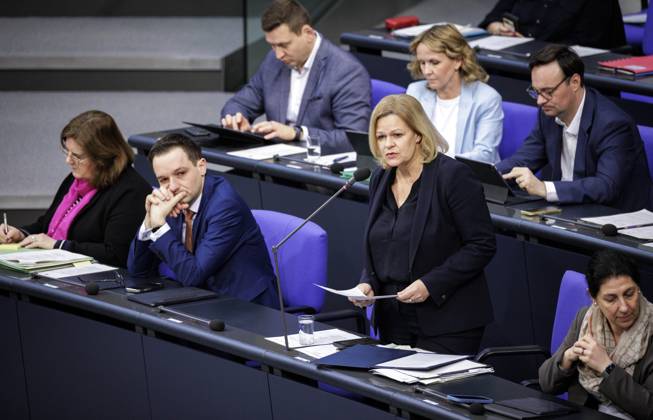 Nancy Faeser, Bundesministerin fuer Inneres und Heimat, aufgenommen waehrend der Regierungsbefragung. aufgenommen waehrend der Regierungsbefragung im Deutschen Bundestag. Berlin, 20.03.2024. Berlin Deutschland Copyright: xJaninexSchmitzxphotothek.dex