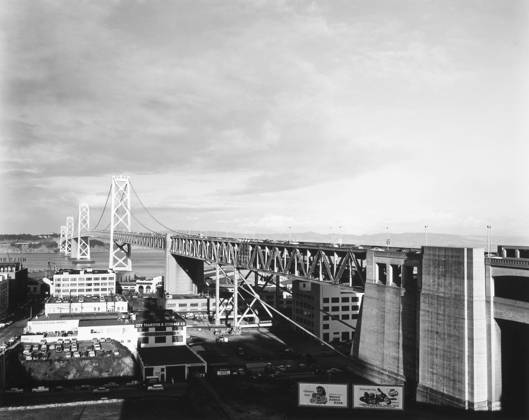 BAY BRIDGE, SAN FRANCISCO. The San Francisco-Oakland Bay Bridge, completed in 1936 at a cost of $77 million. Photographed in the 1940s.  Copyright: xGRANGERx xGRANGERx 0077105