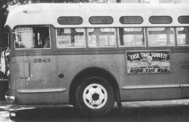 MONTGOMERY BUS BOYCOTT. An empty bus in Montgomery, Alabama, during a civil rights boycott. Photograph, 1956.  Copyright: xGRANGERx xGRANGERx 0371303