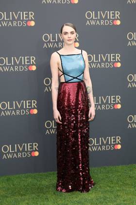 . 14 04 2024. London, United Kingdom. Cara Delevingne arriving at the Olivier Awards in London. xStephenxLockx xi-Imagesx IIM-25122-0018