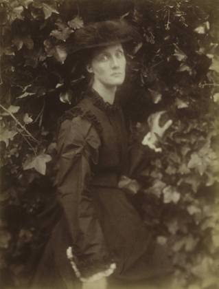 Julia Jackson Duckworth (1846-1895), 1874 (albumen print from wet collodion negative) XOS5880403 Julia Jackson Duckworth (1846-1895), 1874 (albumen print from wet collodion negative) by Cameron, Julia Margaret (1815-79); 36.4x27.6 cm; Cleveland Museum of Art, OH, USA; (add.info.: Julia Margaret Cameron (British, 1815-1879) England, 19th century One of the renowned beauties of Victorian England, Jackson is seen in the two photographs to the left the year she married barrister Herbert Duckworth at age 21. He died three years later, leaving her with two children and a third on the way. She is seen here at age 28, a Victorian tragic heroine haunted by grief. Pale and hollow-eyed, although still lovely, she stands before a wall of ivy, an ever Copyright: xBridgemanxImagesx 5880403
