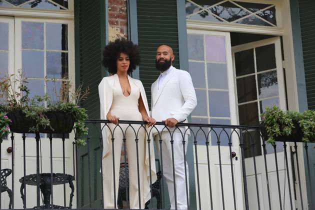 Solange Knowles and very soon to be husband Alan Ferguson arrive on bicycle to their wedding in New Orleans, where the couple, both clad in white posed for photos before making their way into the ceremony 129238, Solange Knowles and very soon to be husband Alan Ferguson arrive on bicycle to their wedding in New Orleans, where the couple, both clad in white posed for photos before making their way into the ceremony. New Orleans, Louisiana - Sunday November 16, 2014., Credit: PacificCoastNews.com Avalon USA, New Orleans  Copyright: x xPacificCoastNews.comx xAvalonx 0531142627