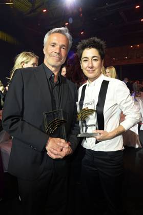 Hannes Jaenicke und Dunja Hayali bei der Verleihung des 24. Radio Regenbogen Award 2024 in der Europa-Park Arena. Rust, 19.04.2024