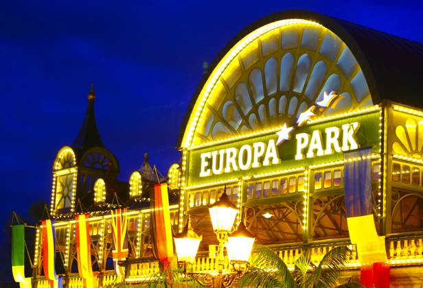 Rust, Germany - April 19, 2024: The 24th Radio Regenbogen Award at Europa-Park with general Atmosphere from the Park Entrance. 24th Radio Regenbogen Award at Europa-Park