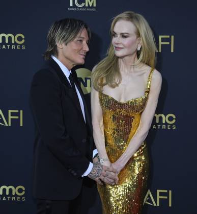 Nicole Kidman and Keith Urban attend the 49th AFI Lifetime Achievement Award tribute gala honoring Kidman at the Dolby Theatre in the Hollywood section of Los Angeles on Saturday, April 27, 2024.  LAP2024042725 JIMxRUYMEN