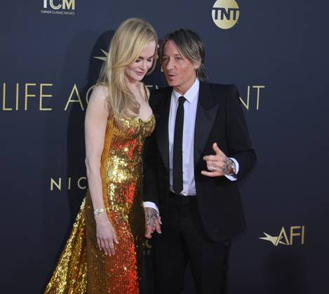 Nicole Kidman and Keith Urban attend the 49th AFI Lifetime Achievement Award tribute gala honoring Kidman at the Dolby Theatre in the Hollywood section of Los Angeles on Saturday, April 27, 2024.  LAP20240427811 JIMxRUYMEN
