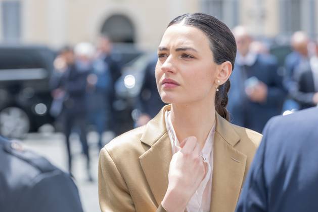 Italy: Nominees for David di Donatello Awards at Quirinale Actress Romana Maggiora Vergano leaves Quirinale Palace after presentation ceremony of David di Donatello Awards in Rome Rome Italy Copyright: MatteoxNardone